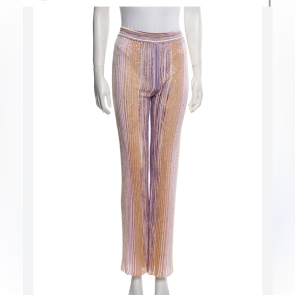 Missoni Pink Knit Sequin Striped Pants - Picture 4 of 6